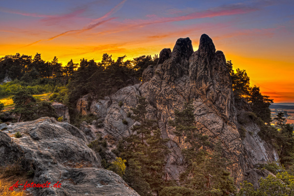 Teufelsmauer Harz bei Blankenburg im Sonnenuntergang