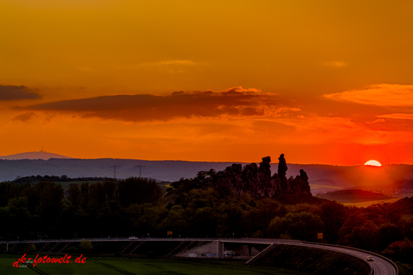 Teufelsmauer bei Thale im Sonnenuntergang