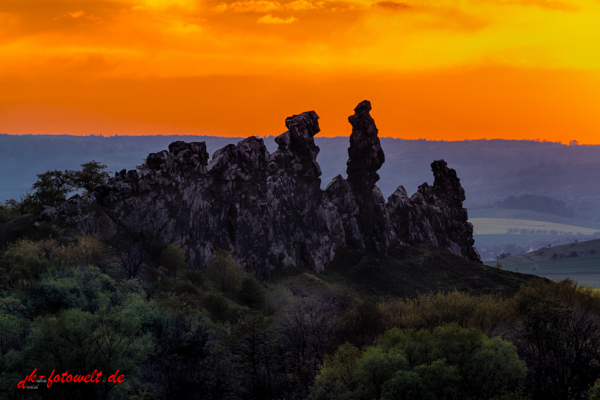 Teufelsmauer bei Thale im Sonnenuntergang