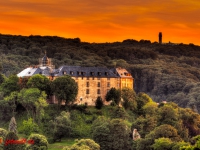 Blick auf das Große Schloss Blankenburg von der Teufelsmauer