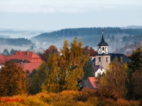 Straßberg Harz Herbst Impression Blick zur Schule