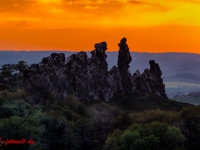 Teufelsmauer bei Thale im Sonnenuntergang