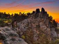 Teufelsmauer Harz bei Blankenburg im Sonnenuntergang