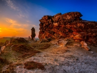 Teufelsmauer bei Thale im Sonnenuntergang