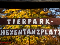 Werbeschild für den Tierpark auf dem Hexentanzplatz in Thale