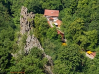 Blick auf die Gaststätte Königsruh im Hirschgrund