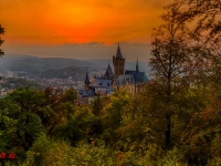 Schloss Wernigerode Harz im Sonnenuntergang-2