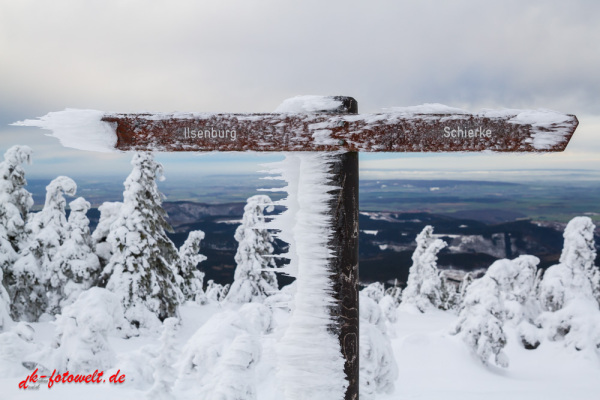 Blick vom Brocken Beschilderung Wanderweg