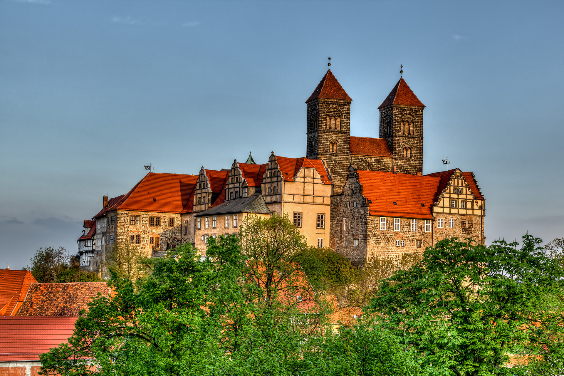 Welterbestadt Quedlinburg mit Blick zum Schloss Stiftskirche