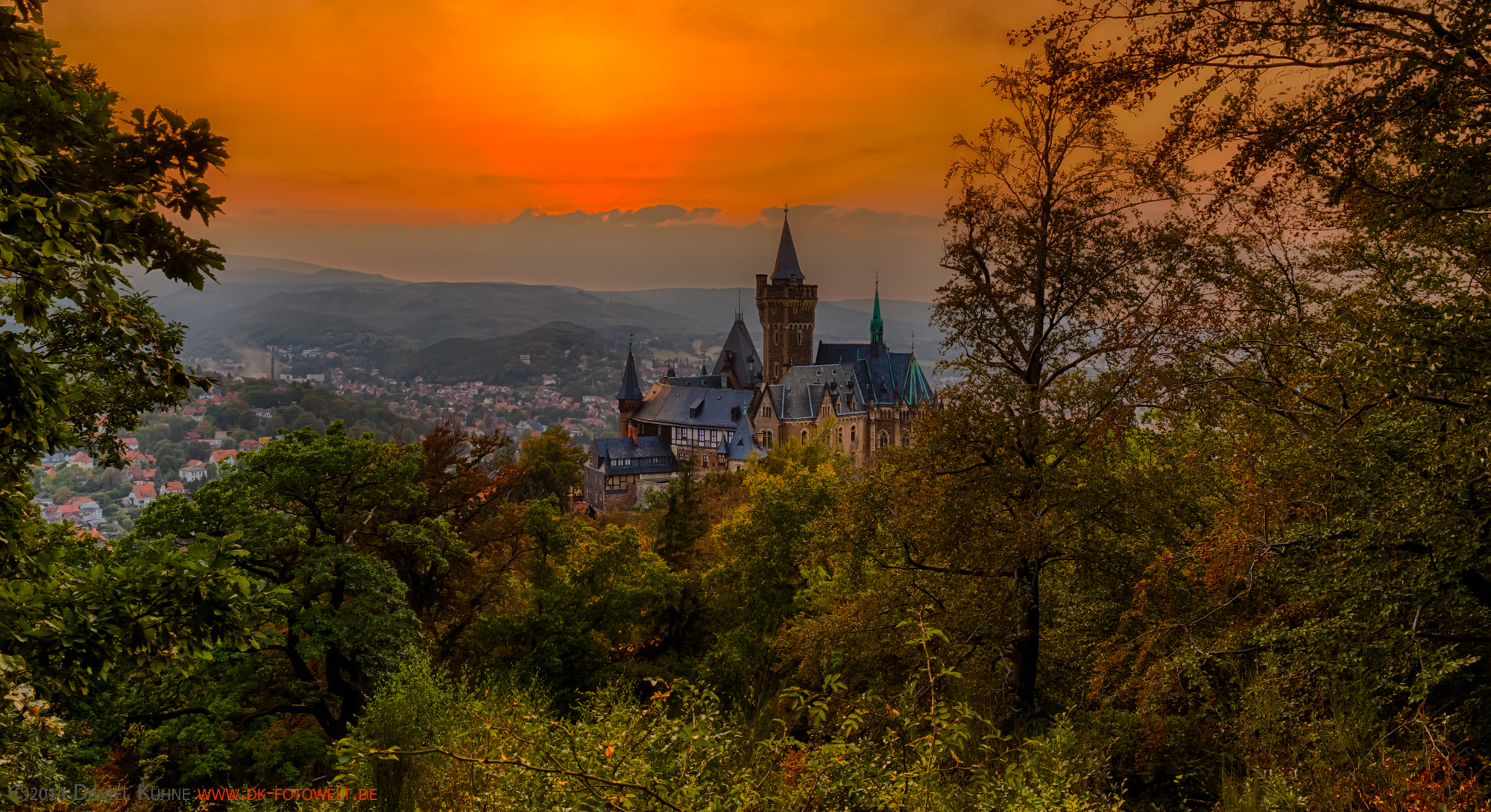 Schloss Wernigerode im Harz Sonnenuntergangsstimmung